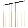 Suspension longue PIANO GOLD 8 sources lumineuses métal doré noir Design Minimaliste 