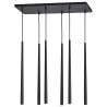 Suspension longue PIANO BLACK 6 sources lumineuses métal noir Design Minimaliste 