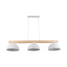 Suspension OSLO WHITE 3 abat-jour metal blanc et bois Industriel 