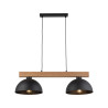 Suspension OSLO BLACK 2 abat-jour metal noir et bois Industriel 