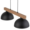 Suspension OSLO BLACK 2 abat-jour metal noir et bois Industriel 