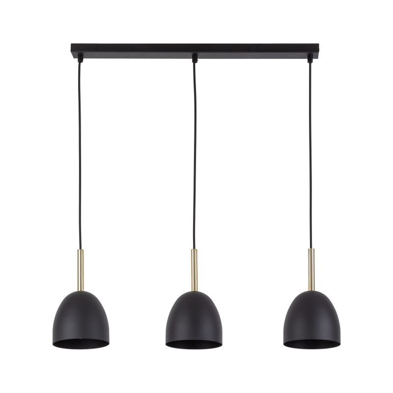 Suspension NORD BLACK 3 abat-jour metal noir Industriel 