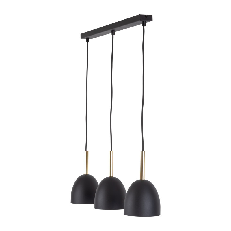 Suspension NORD BLACK 3 abat-jour metal noir Industriel 