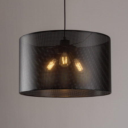 Luminaire Suspendu MORENO abat-jour D50cm métal ajouré noir Design