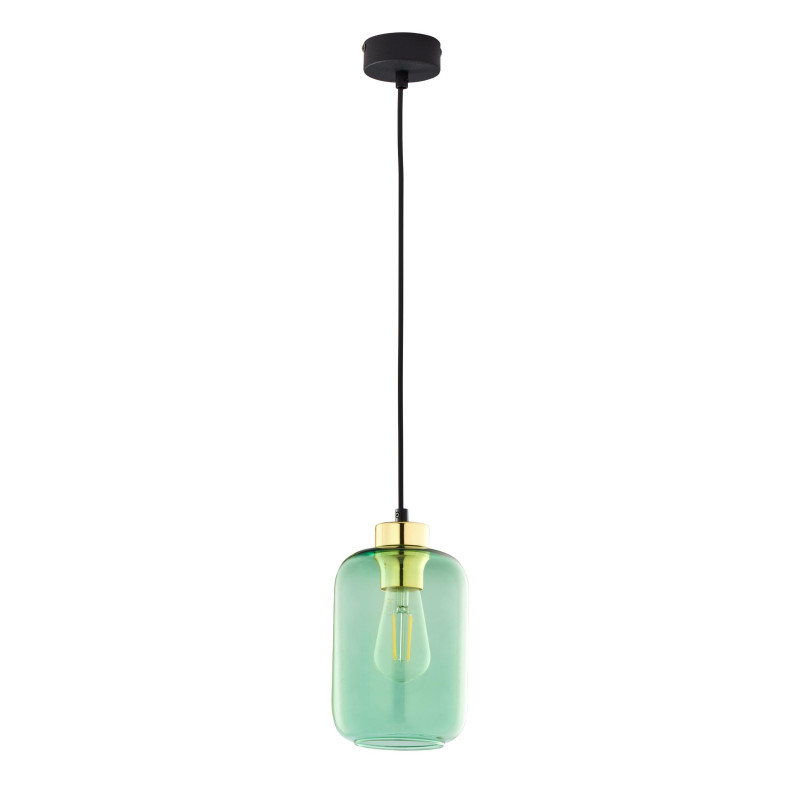 Suspension MARCO GREEN verre vert et metal doré Design chic 