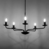 Suspension murale chandelier LIMAL 5 bougeoirs metal noir Vintage 