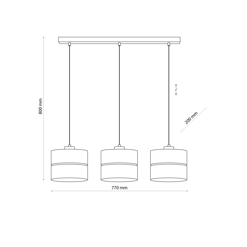 Suspension ECO 3 abat-jour alignés en tissu beige Gris Bohème 