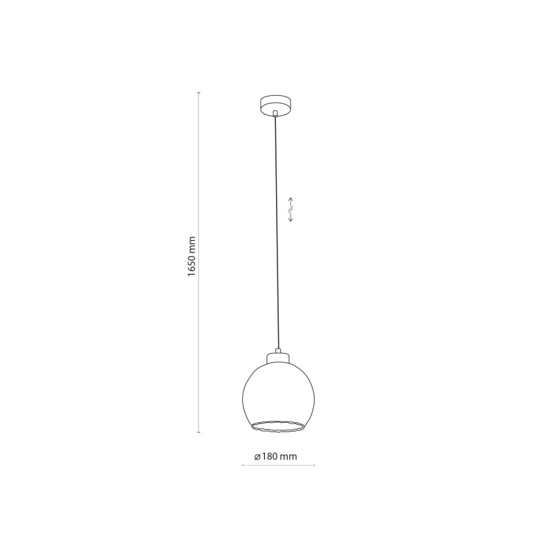 Suspension DEVI TRANSPARENT boule verre clair 18cm et metal doré Vintage 