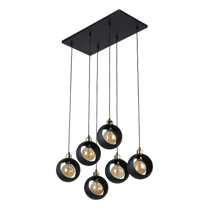 Suspension CYKLOP 6 boules métal noir Design chic 