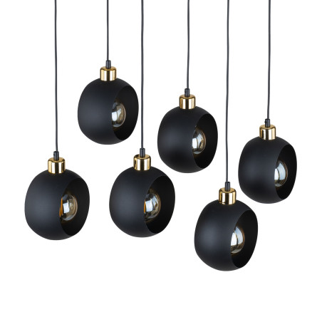Suspension CYKLOP 6 boules métal noir Design chic 