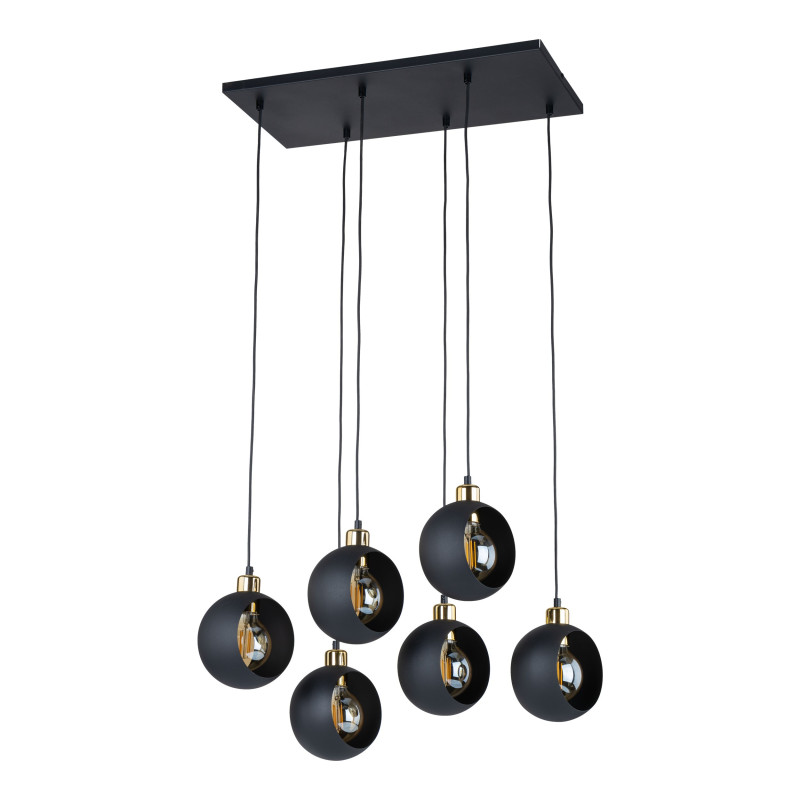 Suspension CYKLOP 6 boules métal noir Design chic 