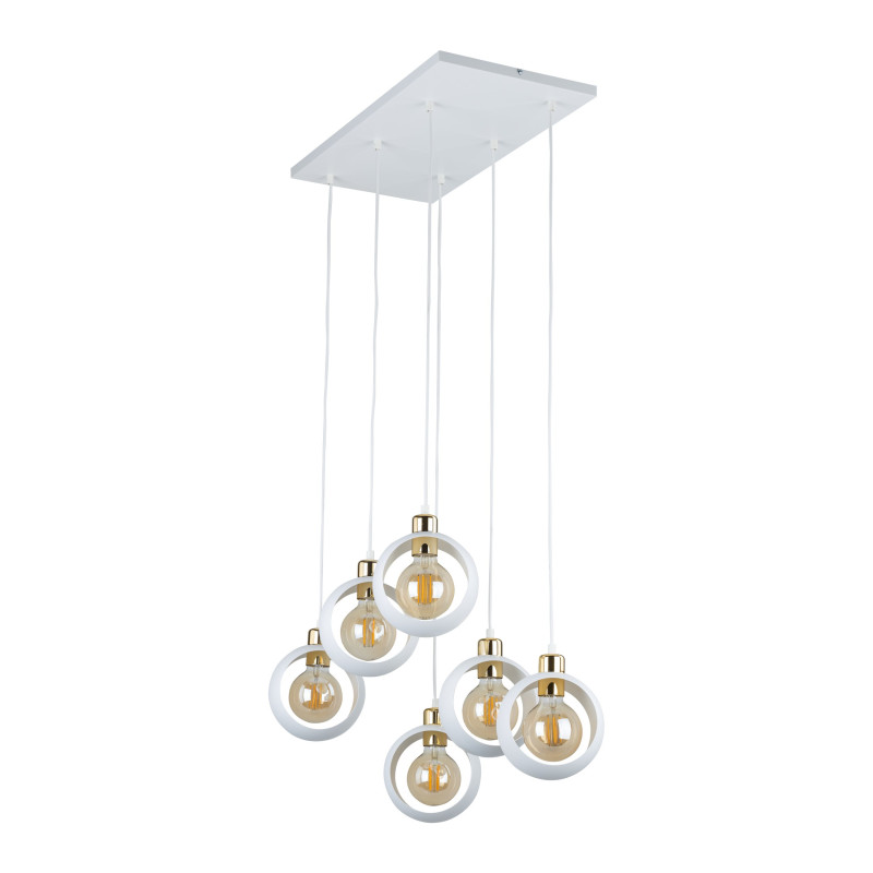 Suspension CYKLOP 6 boules métal blanc Design chic 