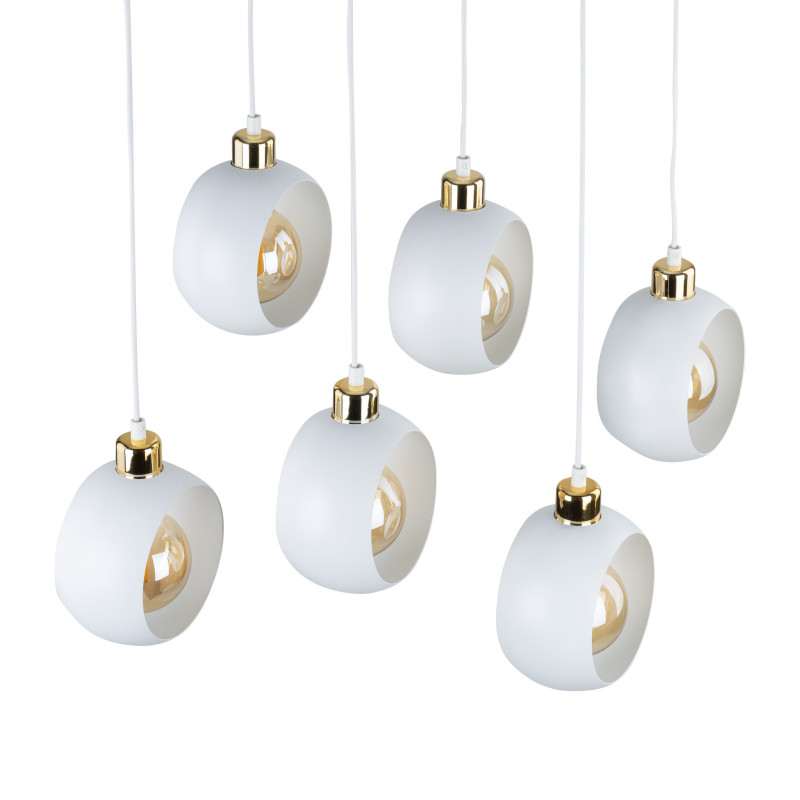 Suspension CYKLOP 6 boules métal blanc Design chic 