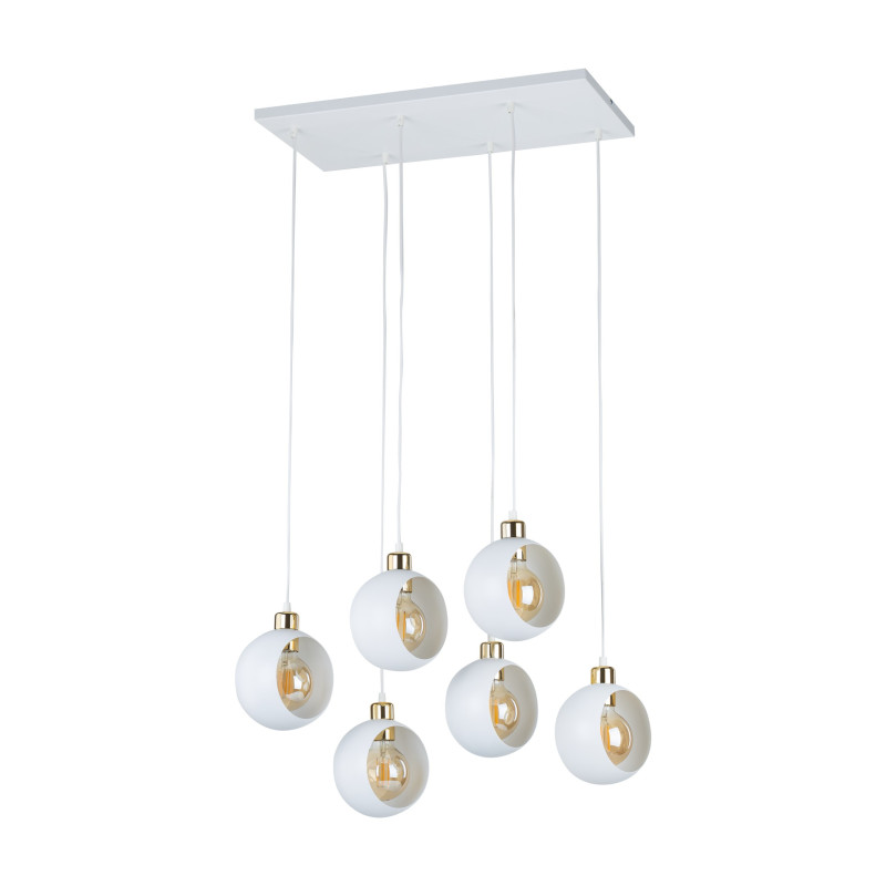 Suspension CYKLOP 6 boules métal blanc Design chic 