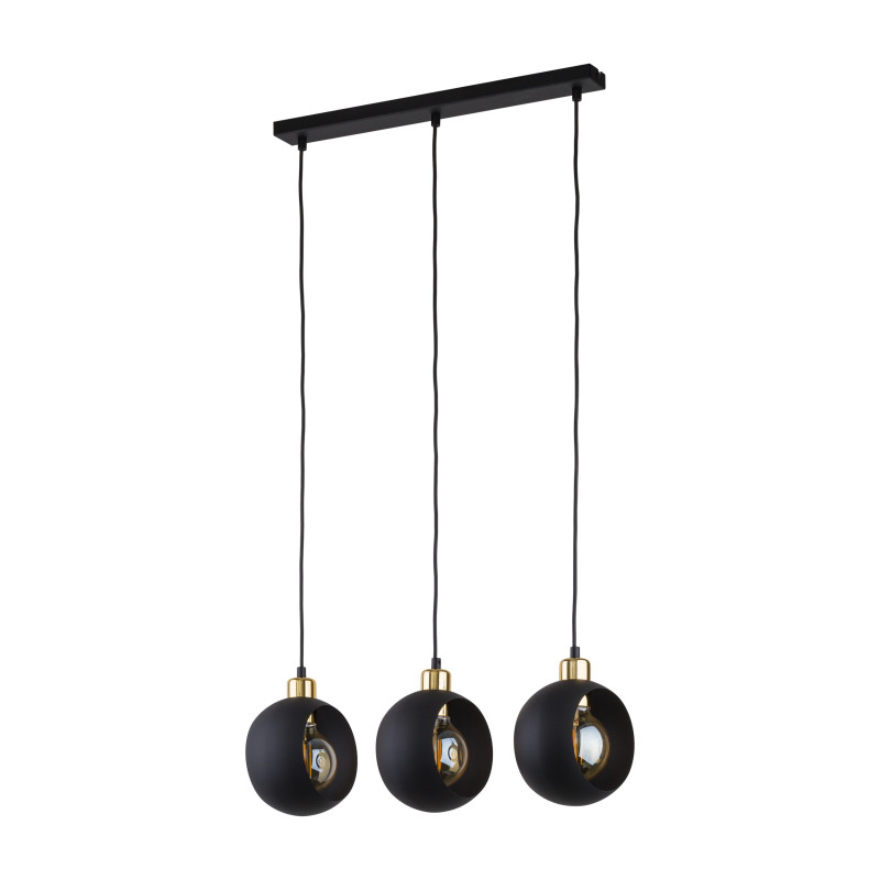 Suspension CYKLOP 3 boules métal noir Design chic 