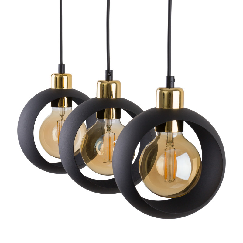 Suspension CYKLOP 3 boules métal noir Design chic 