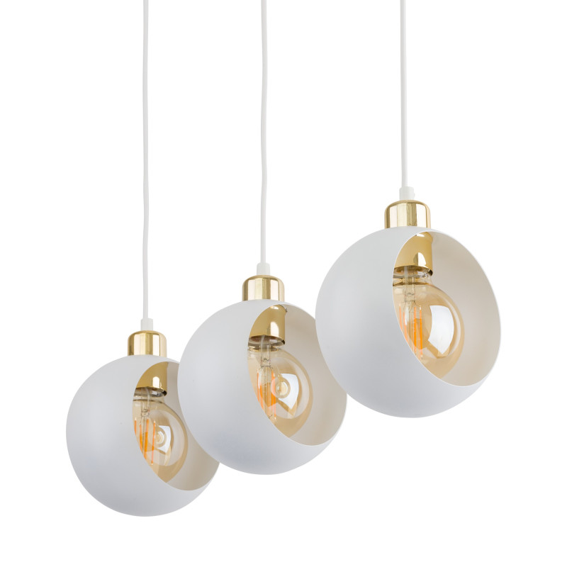 Suspension CYKLOP 3 boules métal blanc Design chic 