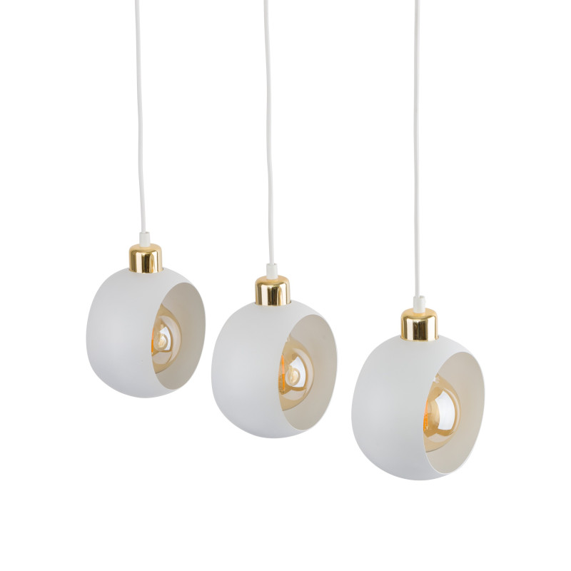 Suspension CYKLOP 3 boules métal blanc Design chic 