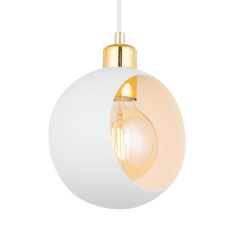 Suspension CYKLOP boule métal blanc Design chic 