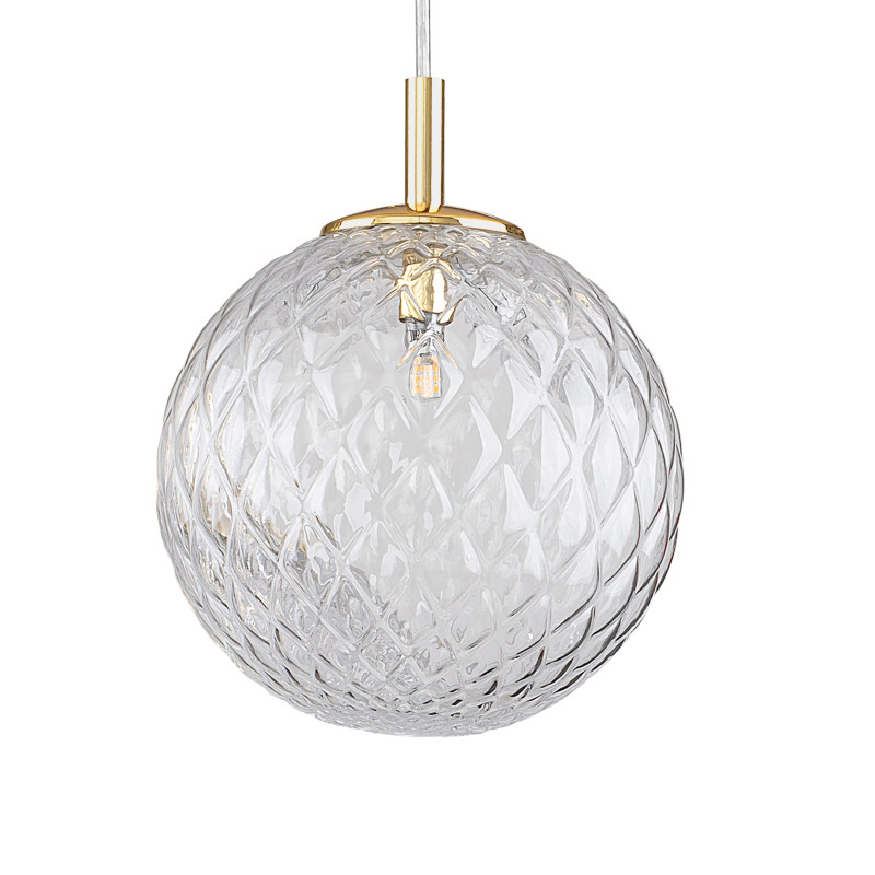 Suspension CADIX GOLD boule verre transparent 21cm Design chic 