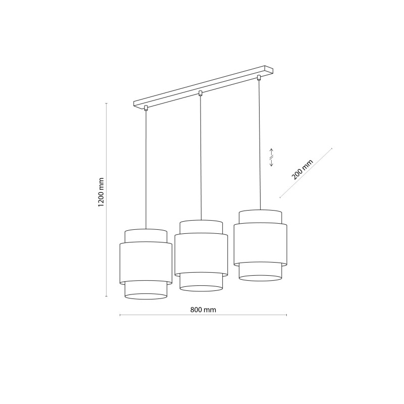 Suspension BOSTON WHITE 3 abat-jour alignés rotin et tissu blanc Design Bohème 