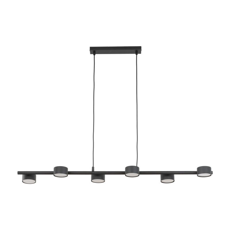 Plafonnier AVIA BLACK 6 lampes metal noir alignées Industriel 