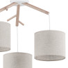 Suspension ALBERO LINEN 3 abat-jour Lin beige gris et bois Scandinave 