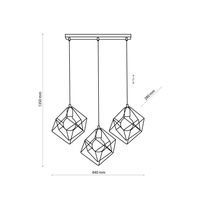 Suspension ALAMBRE 3 abat-jour cage cubes métal noir et doré Industriel 