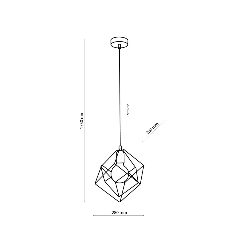 Suspension ALAMBRE abat-jour cage cubes métal noir et doré Industriel 