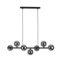 Lampe Suspendue ESTERA 7 boules verre gris fumé et métal noir Design chic