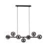 Lampe Suspendue ESTERA 7 boules verre gris fumé et métal noir Design chic