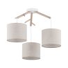 Luminaire Suspendu ALBERO 3 abat-jour Lin beige gris et bois Design Scandinave