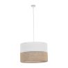 Lampe en Luminaire Suspendu LINO rond 50cm tissu blanc et jute Design Naturel