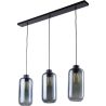 Suspension MARCO GRAPHITE 3 abat-jour alignés verre fumé et métal noir Design chic