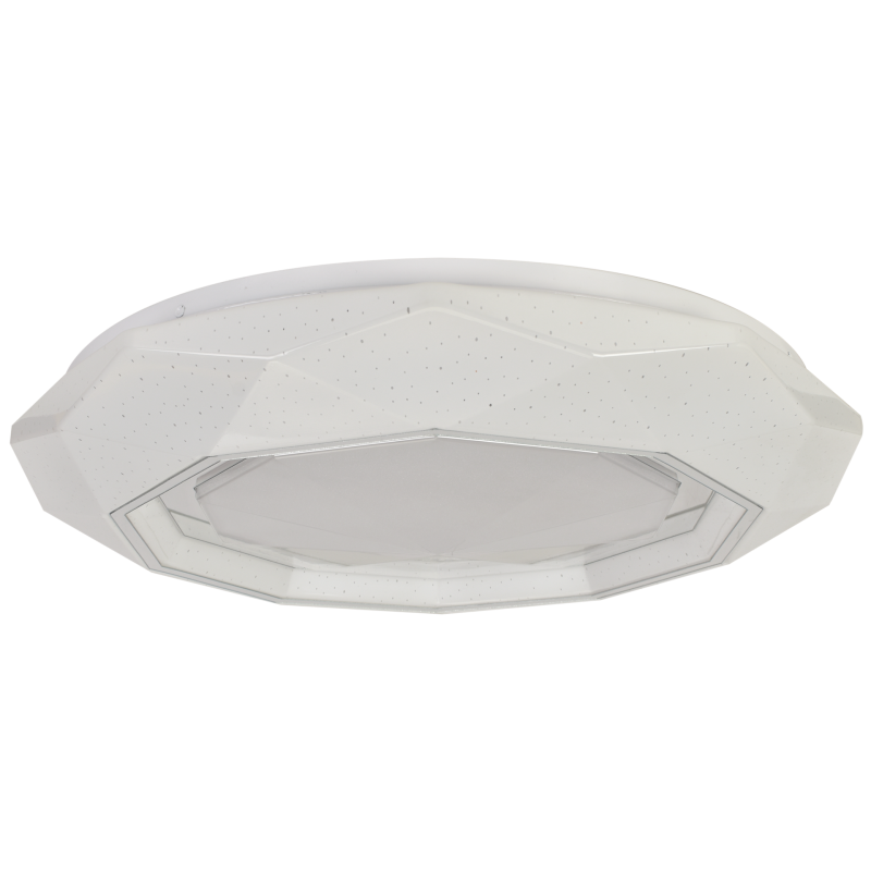 Plafonnier LULU polygone 49cm à facettes plastique blanc LED 40W CCT 3000k à 6000k 2800Lm dimmable 