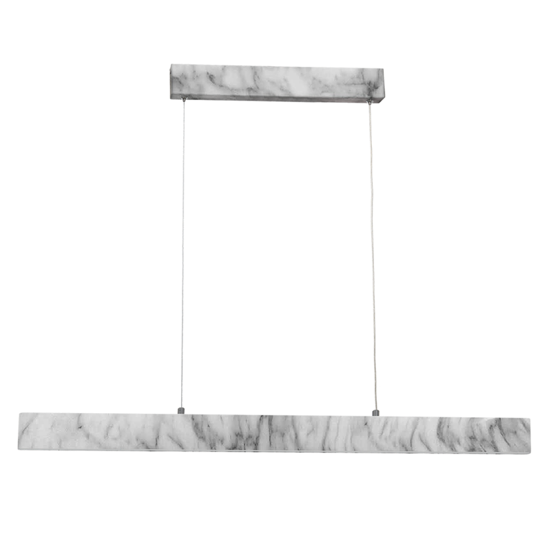 Suspension PIERCE rectangle plastique marbré blanc et gris LED blanc neutre 18W 1080Lm Design chic 