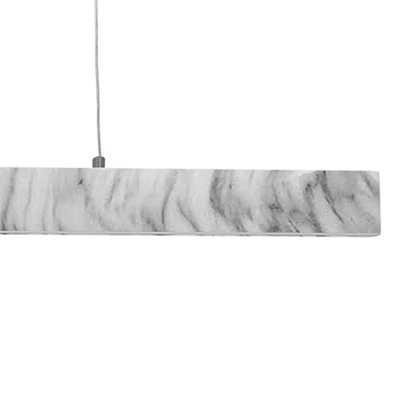 Suspension PIERCE rectangle plastique marbré blanc et gris LED blanc neutre 18W 1080Lm Design chic 