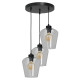 Suspension SANTIAGO 3 abat-jour verre clair E27 base ronde métal noir Design chic 