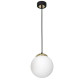 Suspension SPARTA boule dorée verre blanc E14 base métal noir Design chic 