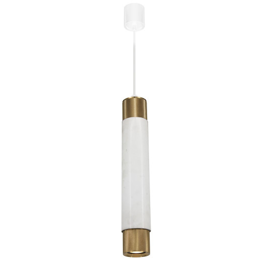 Suspension MARBLE tube métal doré et marbre blanc GU10 Design chic 