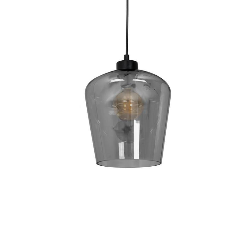 Suspension SANTIAGO abat-jour verre fumé E27 Design chic 