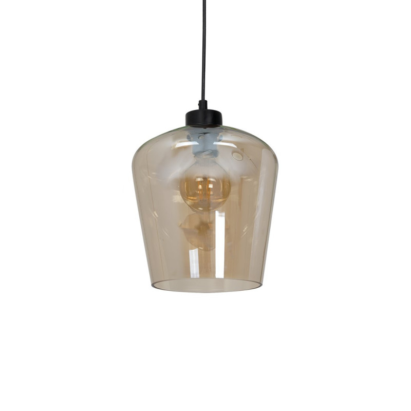 Suspension SANTIAGO abat-jour verre ambré E27 Design chic 