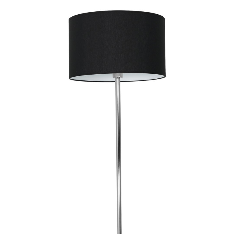 Lampadaire CASINO abat-jour Noir pied métal chromé E27 Minimaliste 