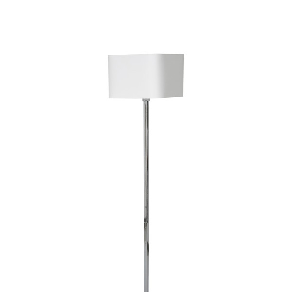 Lampadaire NAPOLI abat-jour carré tissu blanc et pied chromé E27 Design chic 