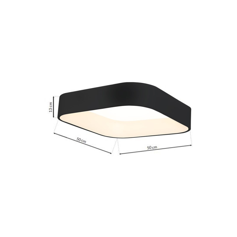 Plafonnier ASTRO carré noir LED blanc neutre 4000K 1680 Lm 24W Minimaliste 