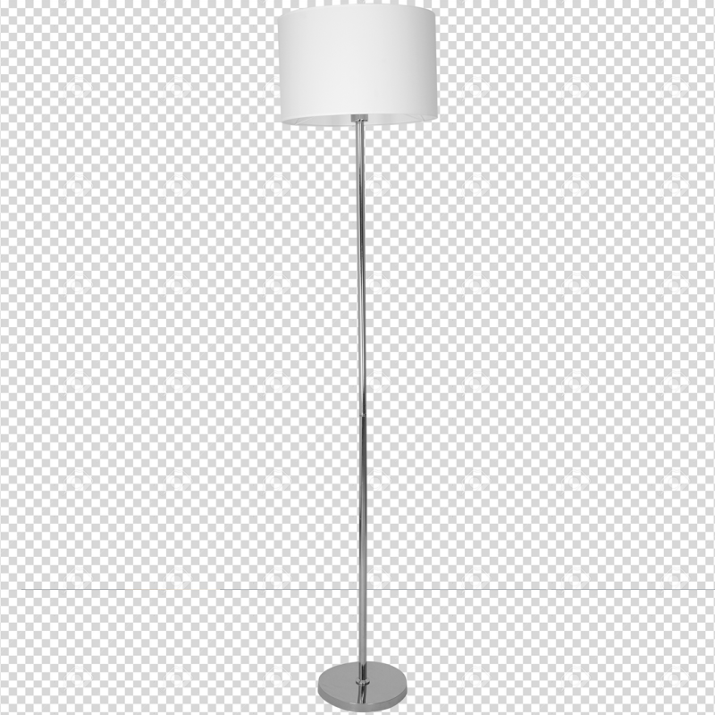 Lampadaire CASINO abat-jour Blanc pied métal chromé E27 Minimaliste 