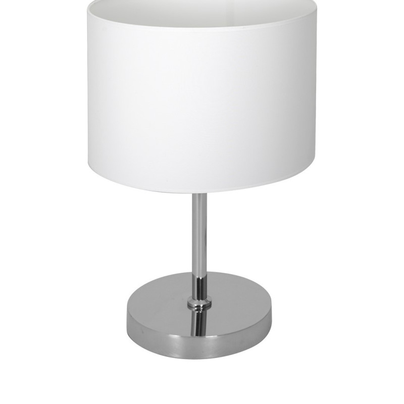 Lampe à poser CASINO abat-jour Blanc pied métal chromé E27 Minimaliste 