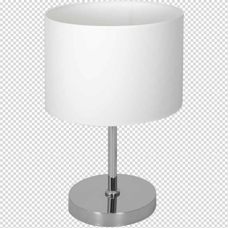 Lampe à poser CASINO abat-jour Blanc pied métal chromé E27 Minimaliste 