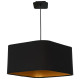 Suspension NAPOLI hauteur réglable abat-jour carré tissu noir intérieur doré E27 Design chic 