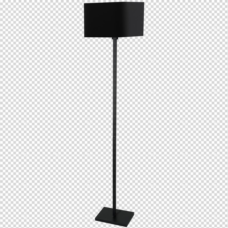 Lampadaire NAPOLI abat-jour carré tissu noir intérieur doré E27 Design chic 